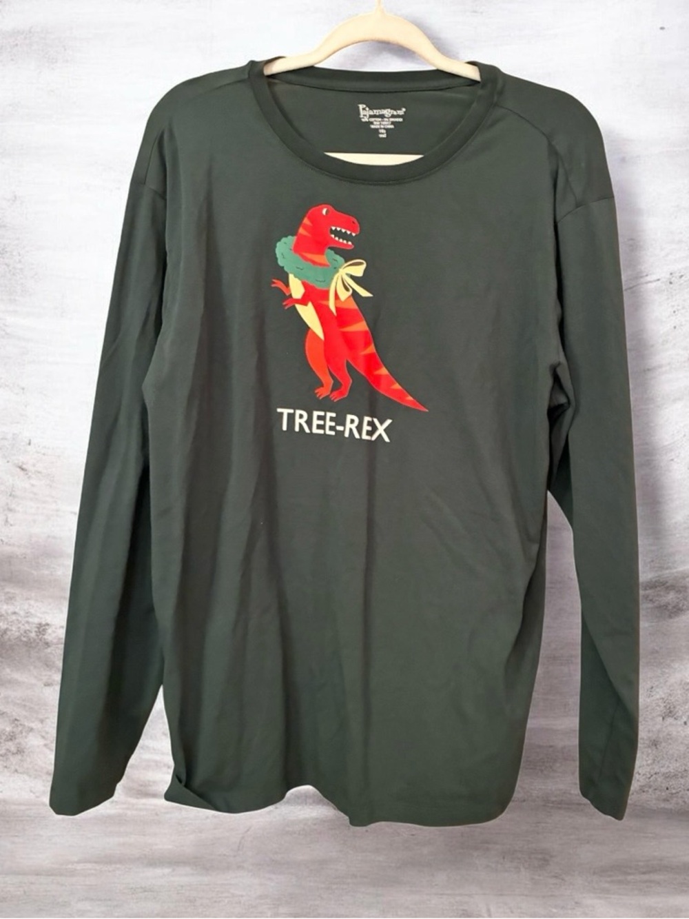 Men's Long Sleeve 'Tree-Rex' Graphic Tee - Forest Green